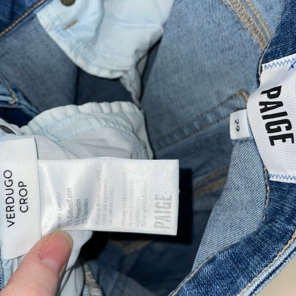 Paige Verdugo Crop Jeans W/29 Blue Bree Destructed 1948F50-046 - Picture 6 of 14